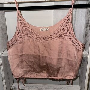 Elegant Pink Lace Trimmed Women's Top